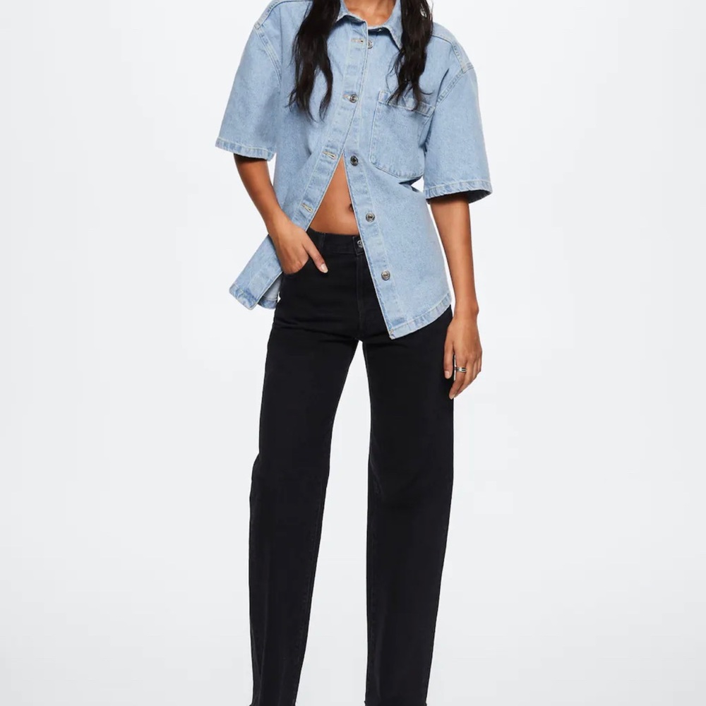 Mango High Rise Straight Black Jeans